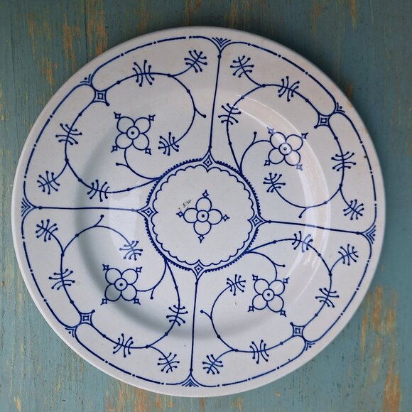 Vintage Stoneware Dishes Ironstone Staffordshire Plates Set England Blue Royal - Picture 9 of 16